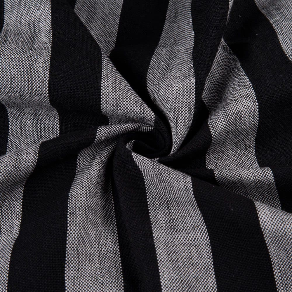 Stripe Black & Grey Pure Khadi 201 GSM Handspun & Handwoven Fabric