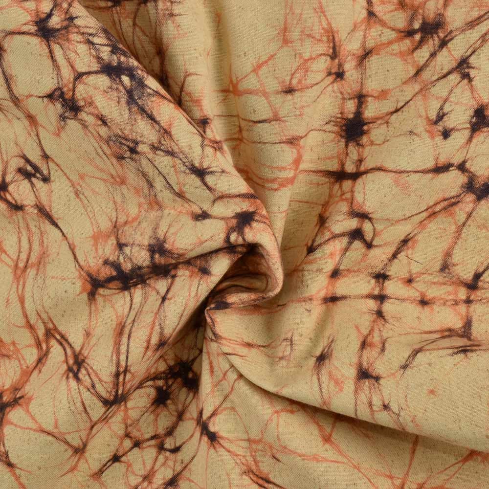 Abstract Yellow Batik Cotton 128 GSM Fabric - Hand Printed 08