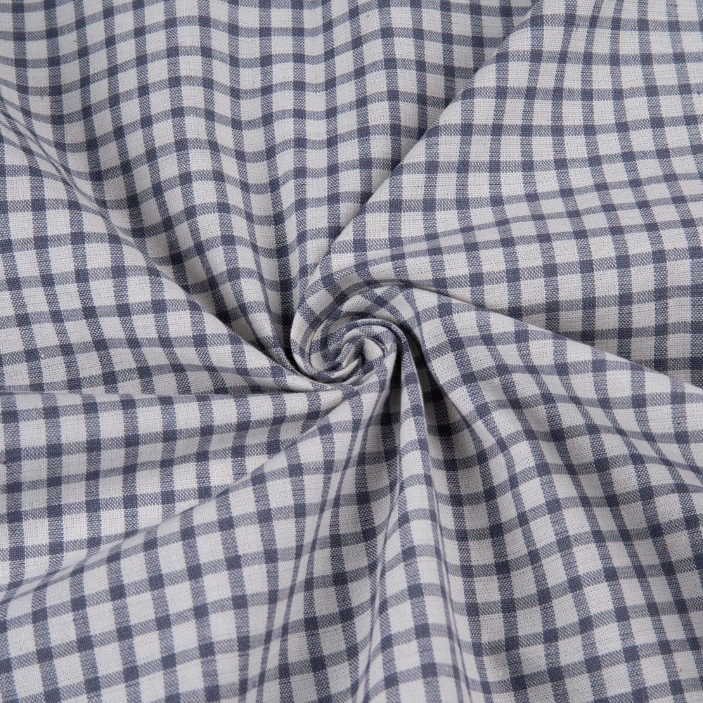 Check White & Grey Pure Cotton 109 GSM Handwoven Fabric