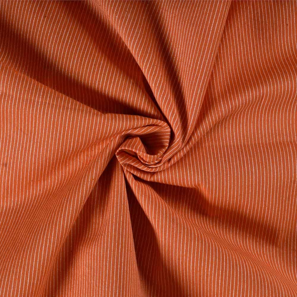 Stripe Orange Pure Cotton 98 GSM Handwoven Fabric