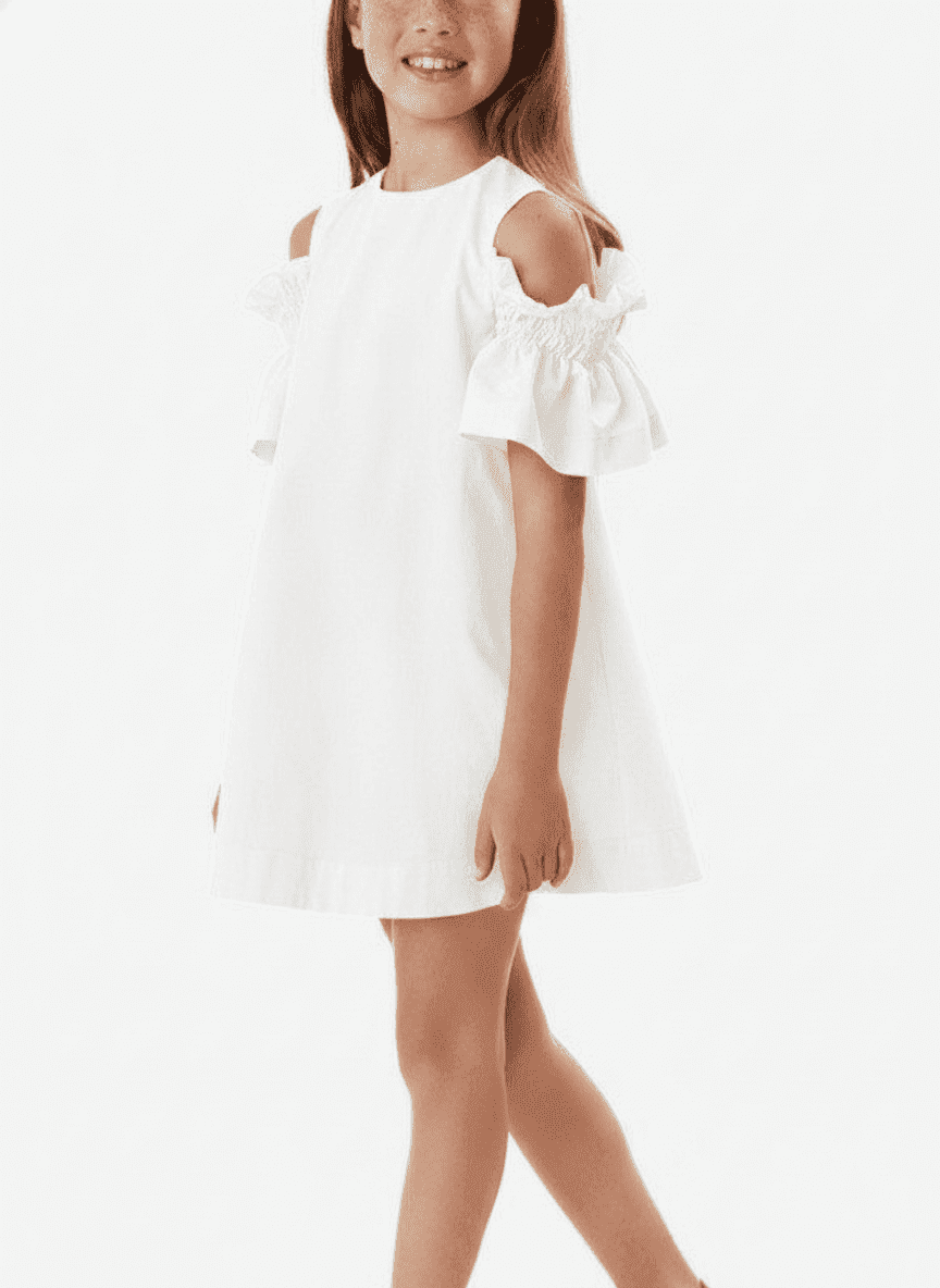 Cold Shoulder Ruffled Kids Shift Dress