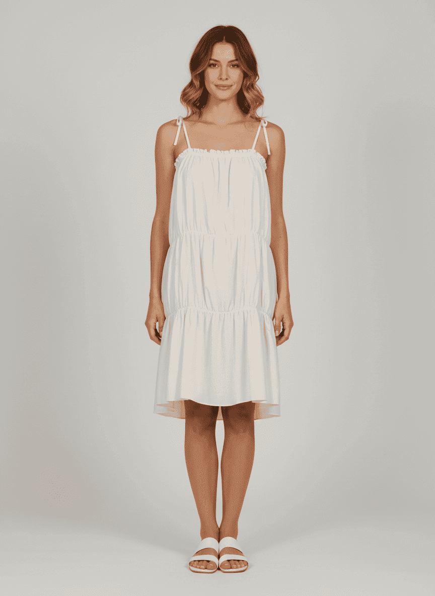  Adjustable Spaghetti Strap Sleeveless Dress-Casual Loose Tiered Ruffle Cami Long Maxi  Dress