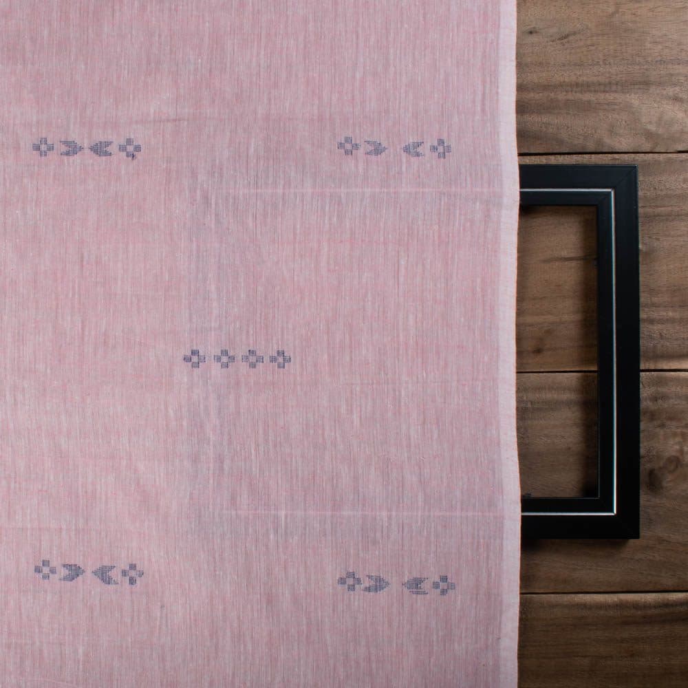 Pink Base Geometrics Pure Cotton 80 GSM Handwoven Jamdani Fabric