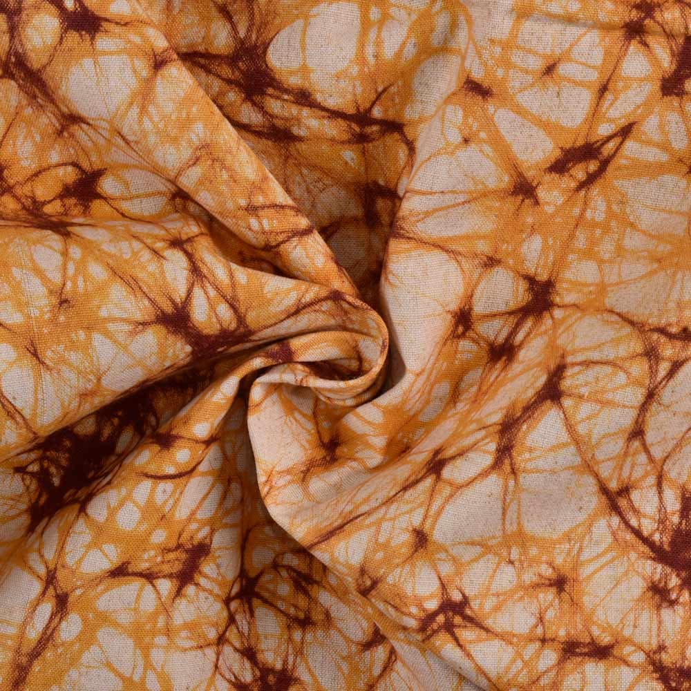 Abstract Yellow Batik Cotton 128 GSM Fabric - Hand Printed 10