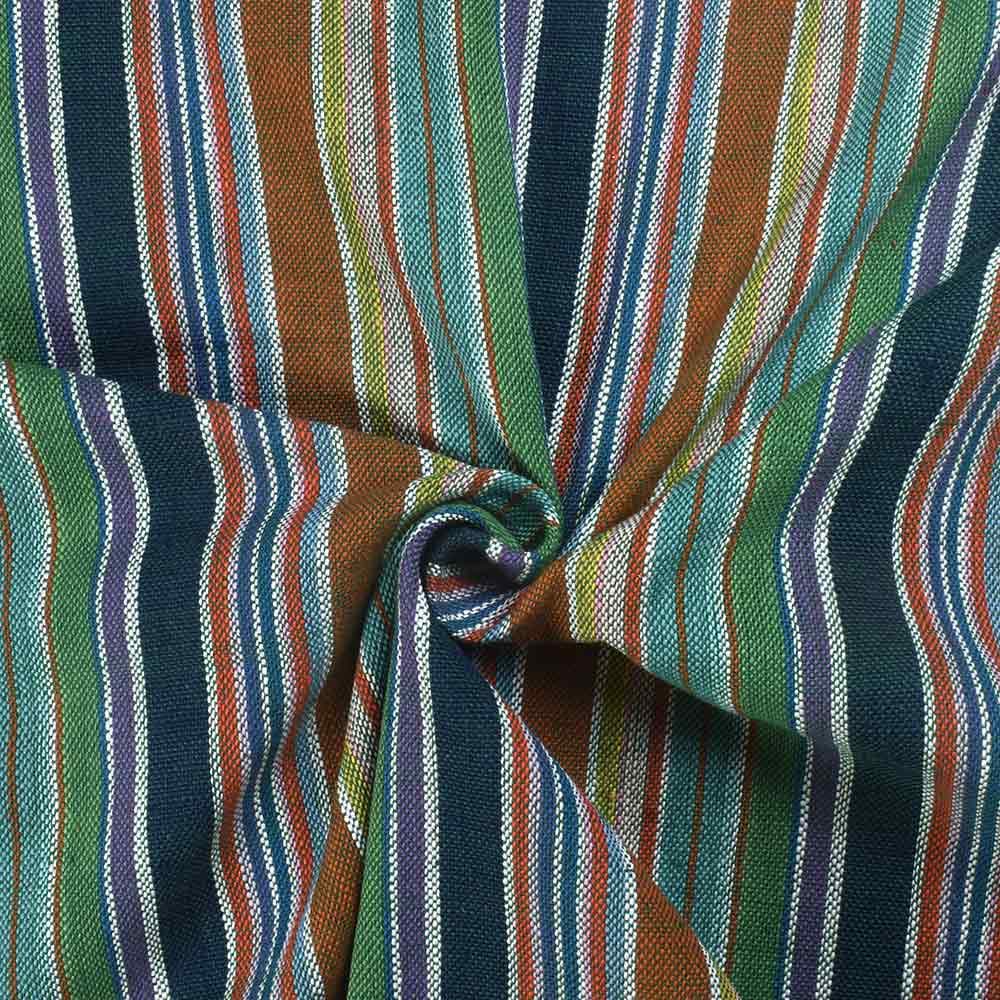 Stripe Multicolor Pure Khadi 250 GSM Handwoven Fabric