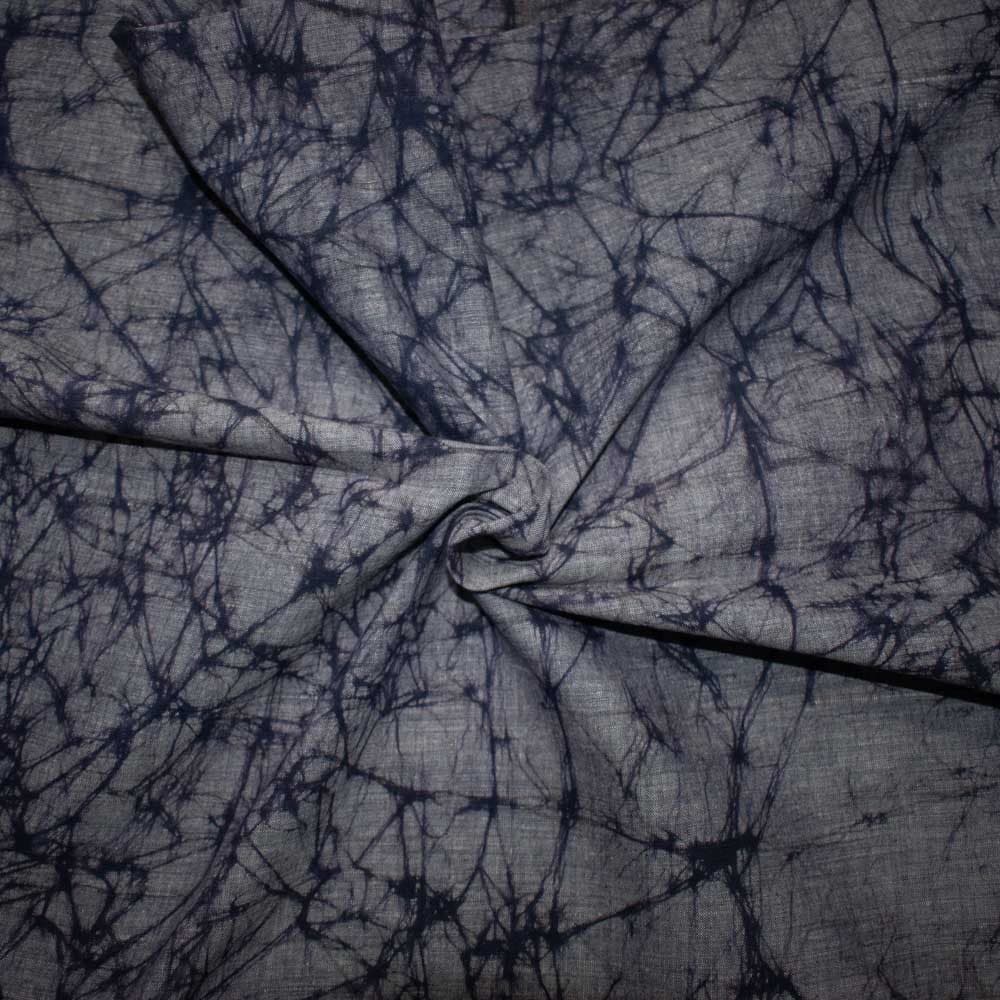 Abstract Grey Purple Batik Printed Khadi Cotton 105 GSM Handwoven Fabric