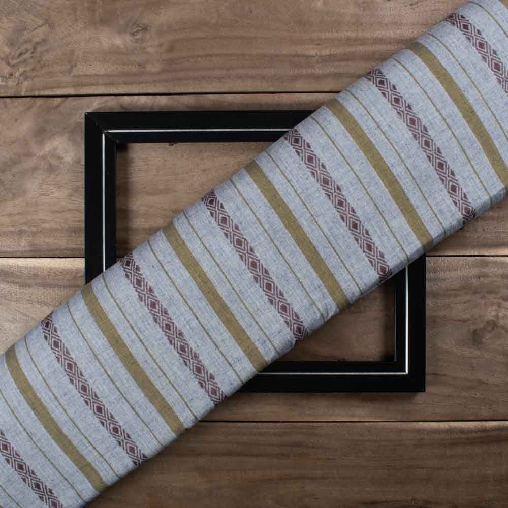 Stripe Blue Diamond Lattice Extra Warp 100 GSM Pure Cotton Jacquard Fabric