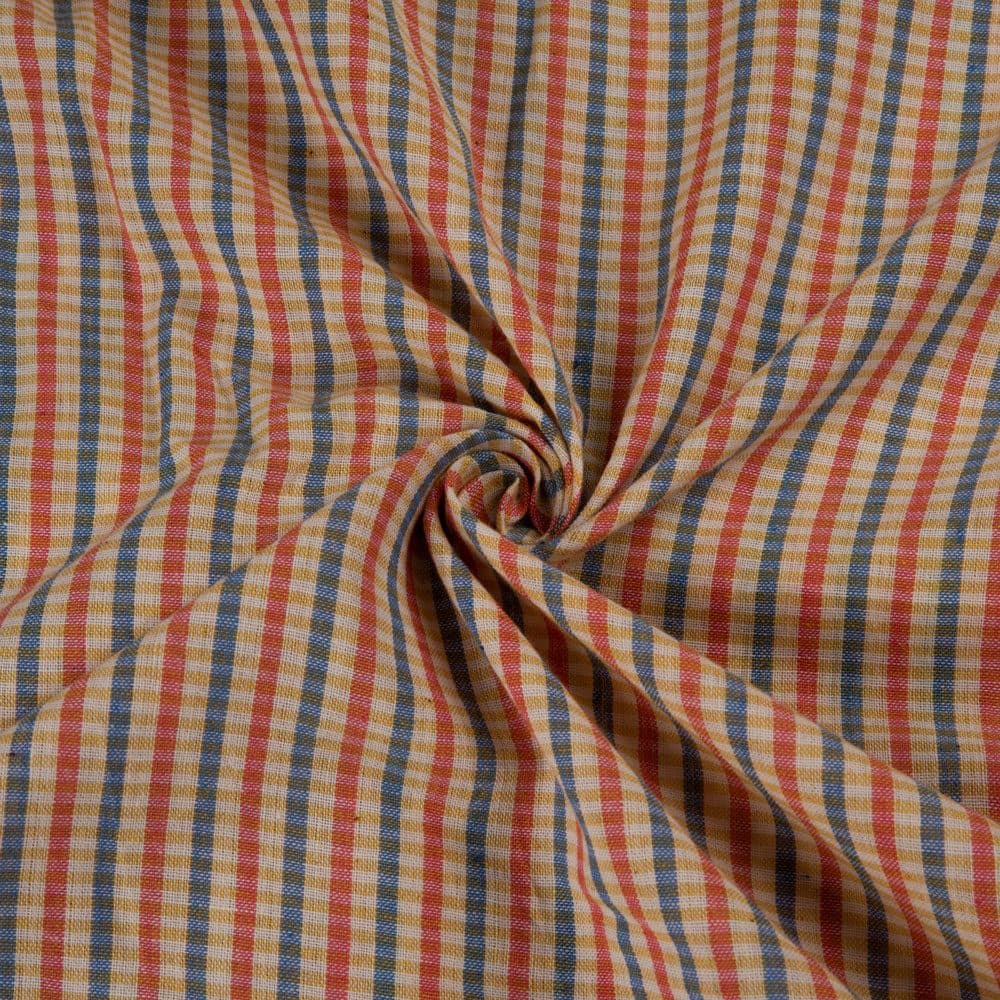 Check Multicolour Pure Cotton 94 GSM Handwoven Fabric
