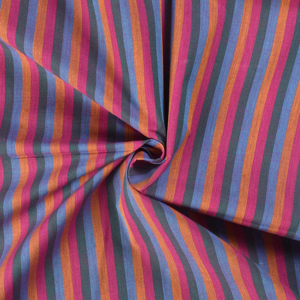 Stripe Multi Color Pure Cotton 80 GSM Handwoven Fabric 249