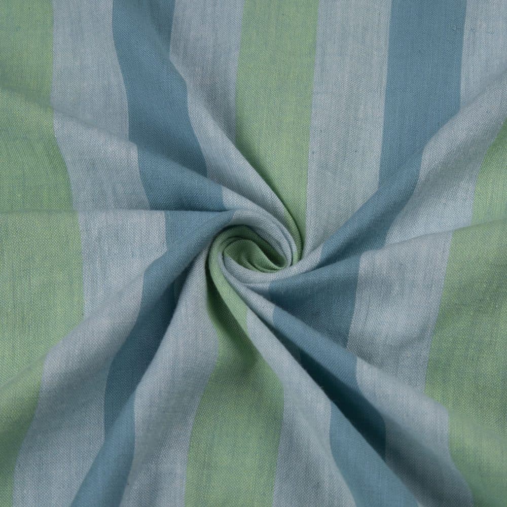 Stripe Blue & Green Pure Cotton 88 GSM Handwoven Fabric 198