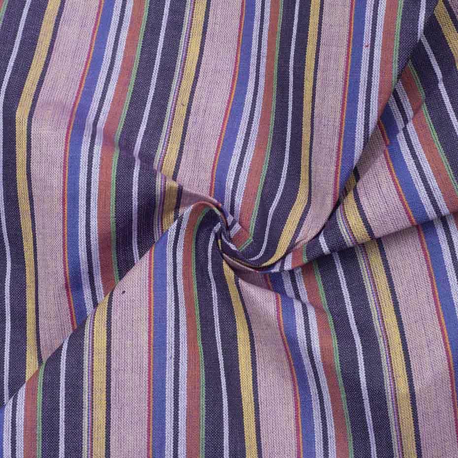 Stripe Purple Multicolour Pure Cotton 82 GSM Handwoven Fabric