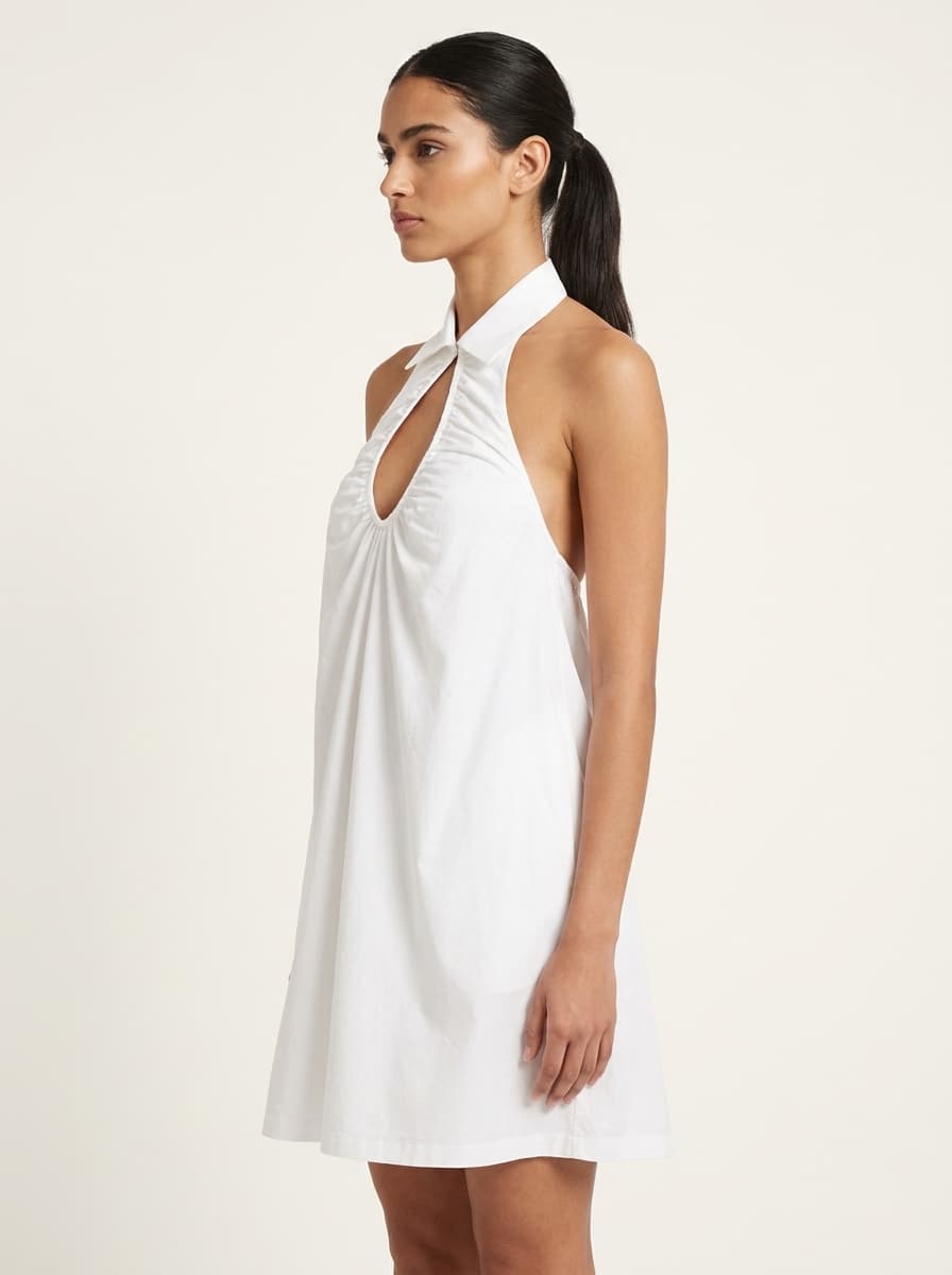 Halter Neck Tied Bust Cutout Short Dress