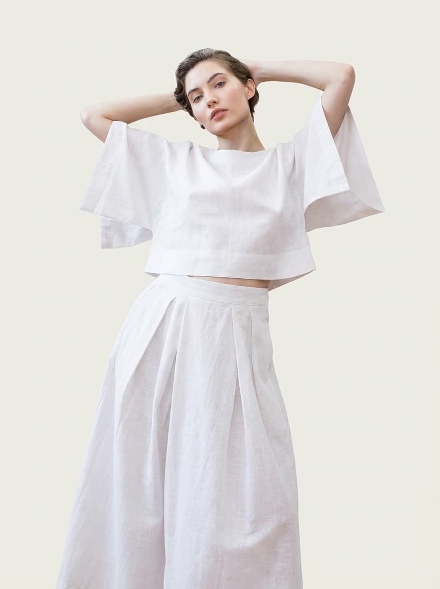 Split Sleeve Lose Cropped Top & Bottoms Co-ord Set