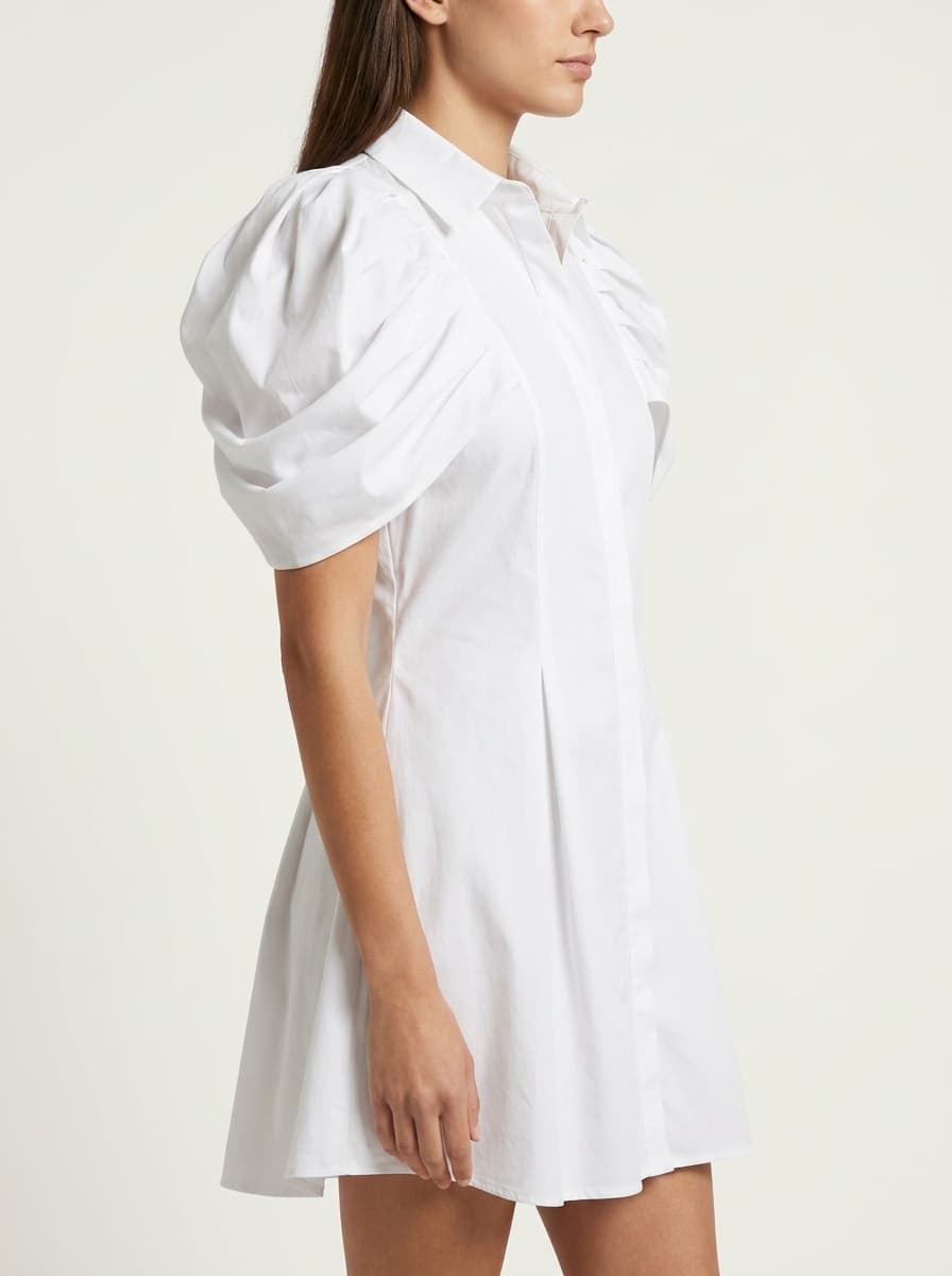 Gathered Sleeve From Bodice Short Dress