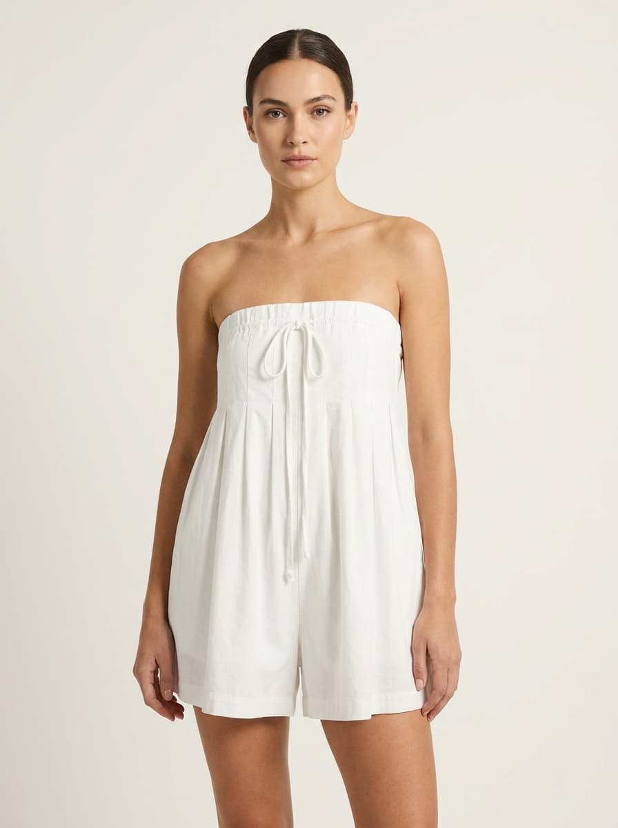 Bust Tied Gathered Lose Romper