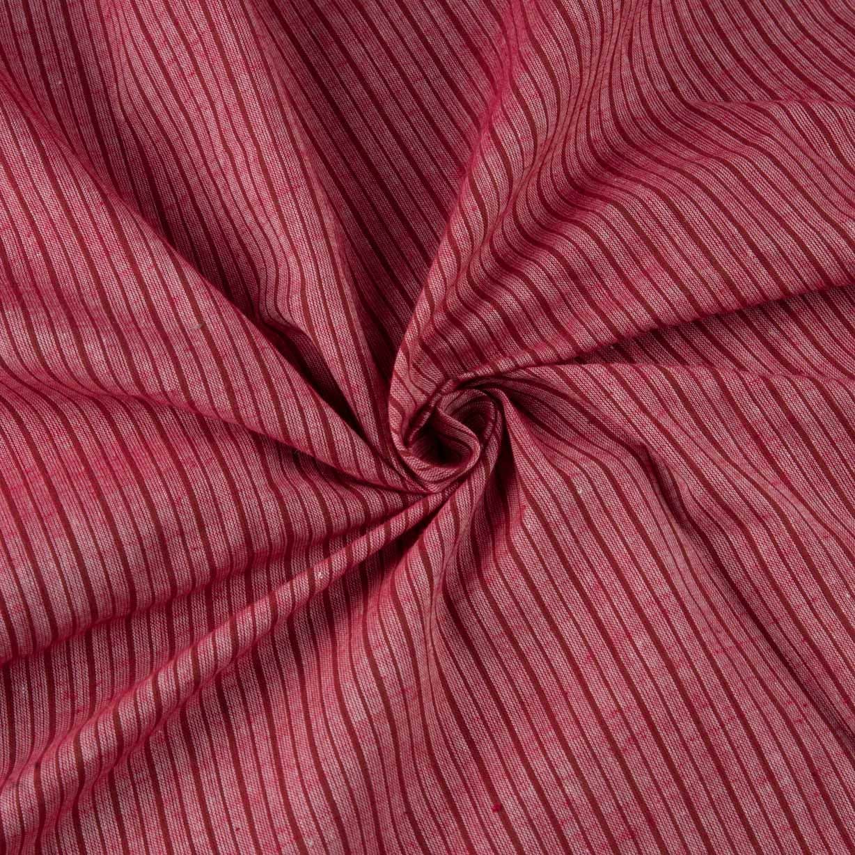 Pinstripe Red Pure Cotton 63 GSM Handwoven Fabric
