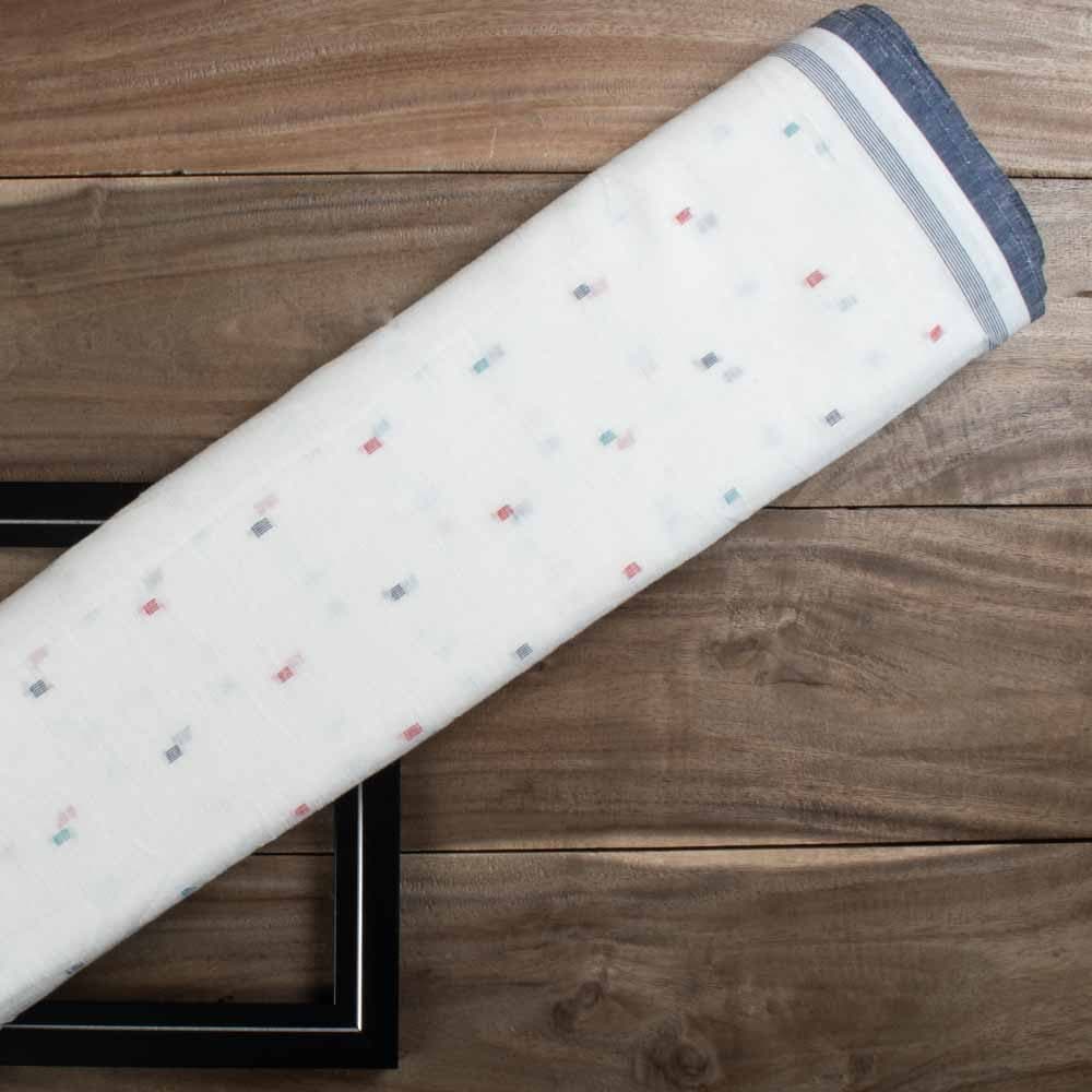 Plain White Base Pure Cotton 65 GSM Multicolor Jamdani Fabric