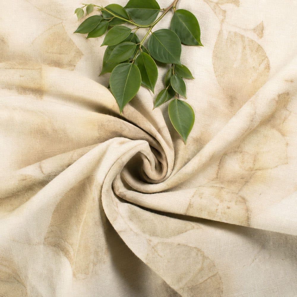Indian Rosewood Leaf Eco Print Naturally Dyed Khadi Cotton Fabric 120 GSM