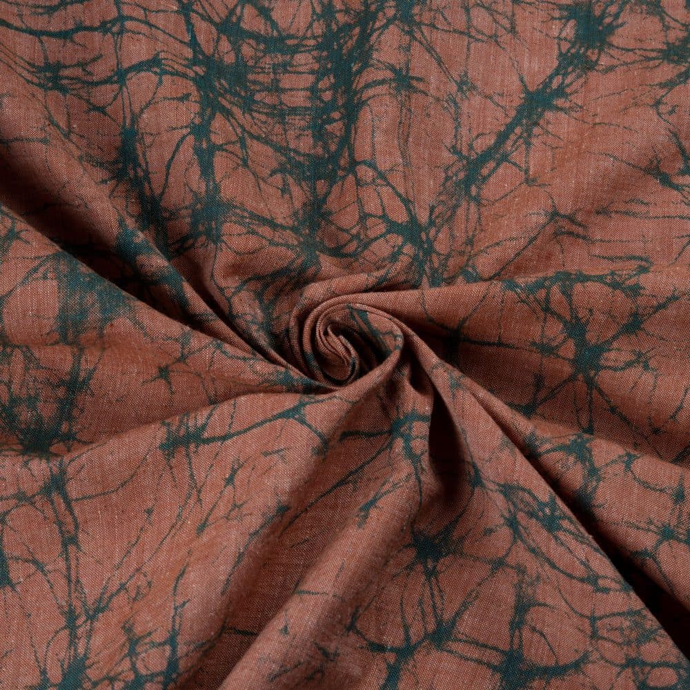 Abstract Brown Screenprinted Cotton Khadi 84 Handwoven Fabric
