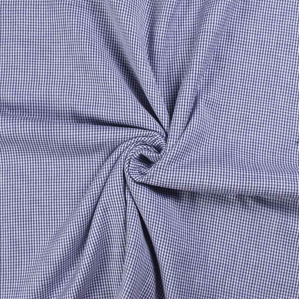 Check Blue Pure Cotton 84 GSM Handwoven Fabric