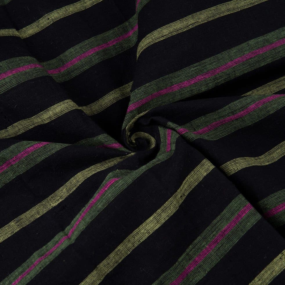 Stripe Black Pure Cotton 90 GSM Handwoven Fabric