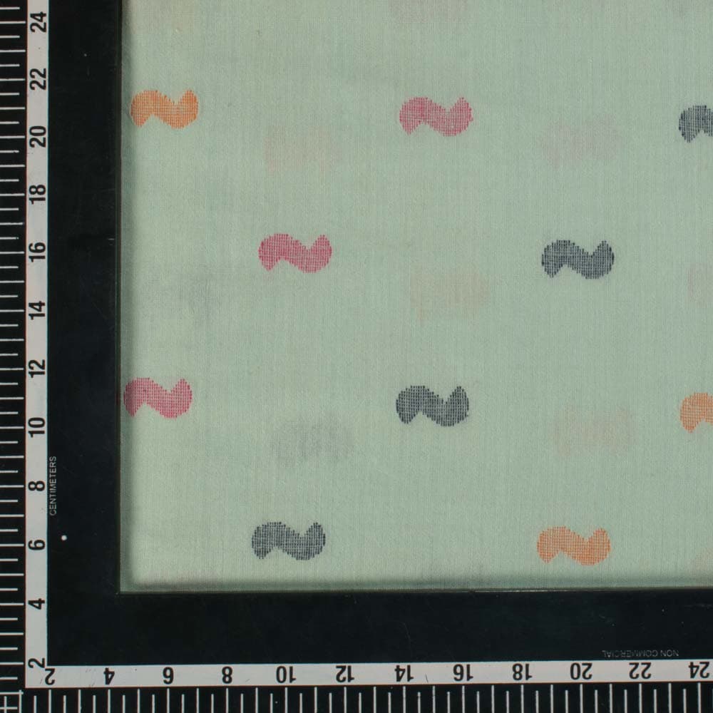 Abstract Green Jamdani Pure Cotton 85 GSM Handwoven Fabric