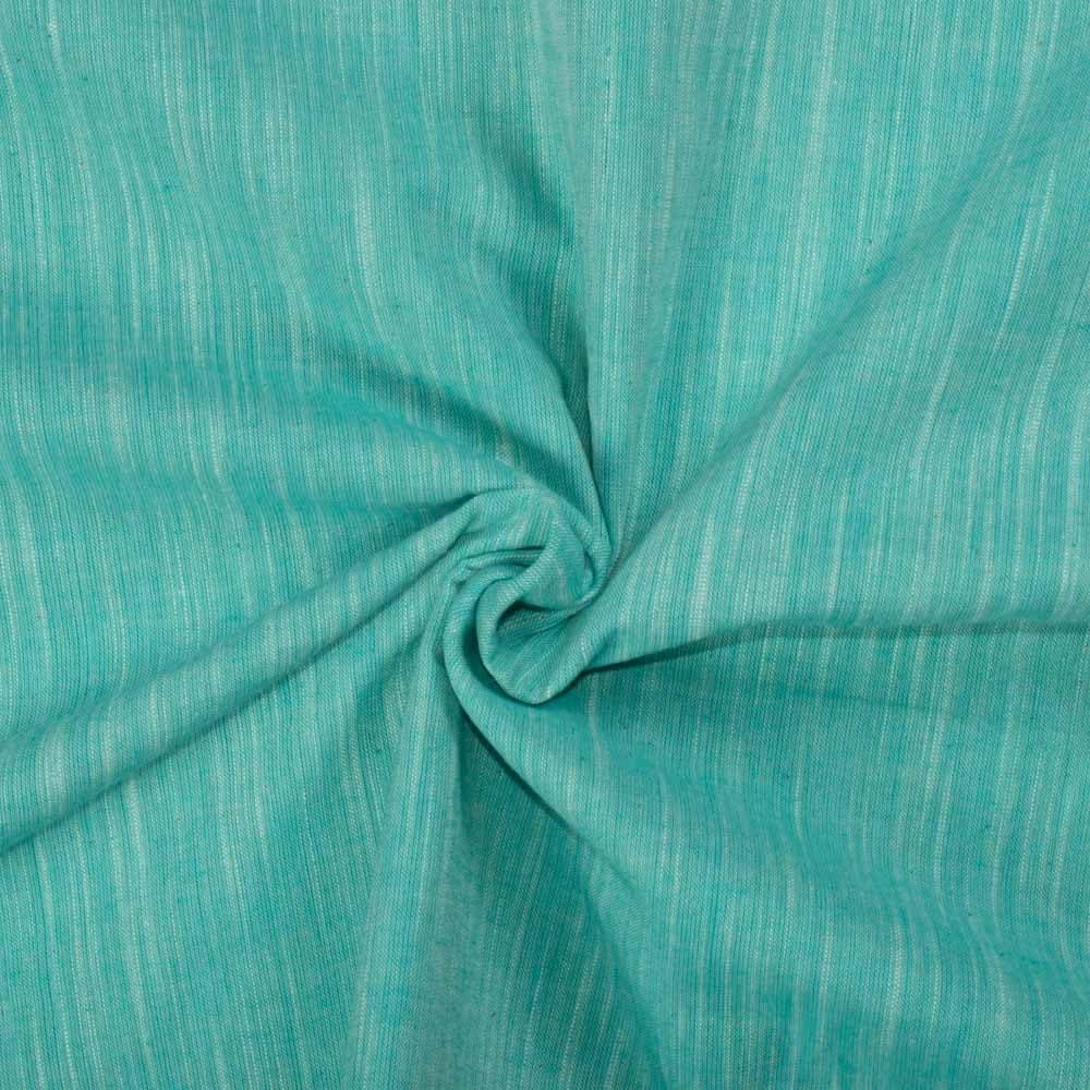 Cross Color White Teal Pure Cotton 100 GSM Handwoven Fabric