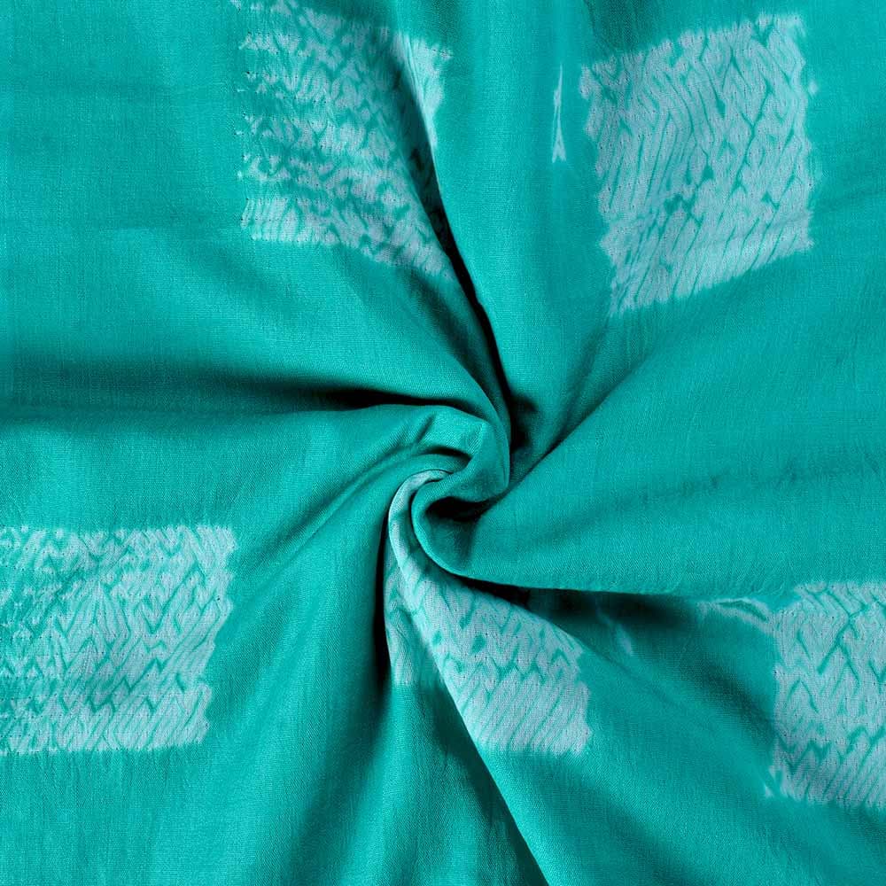Abstract Sea Green Shibori 90 GSM Mercerised Cotton Fabric