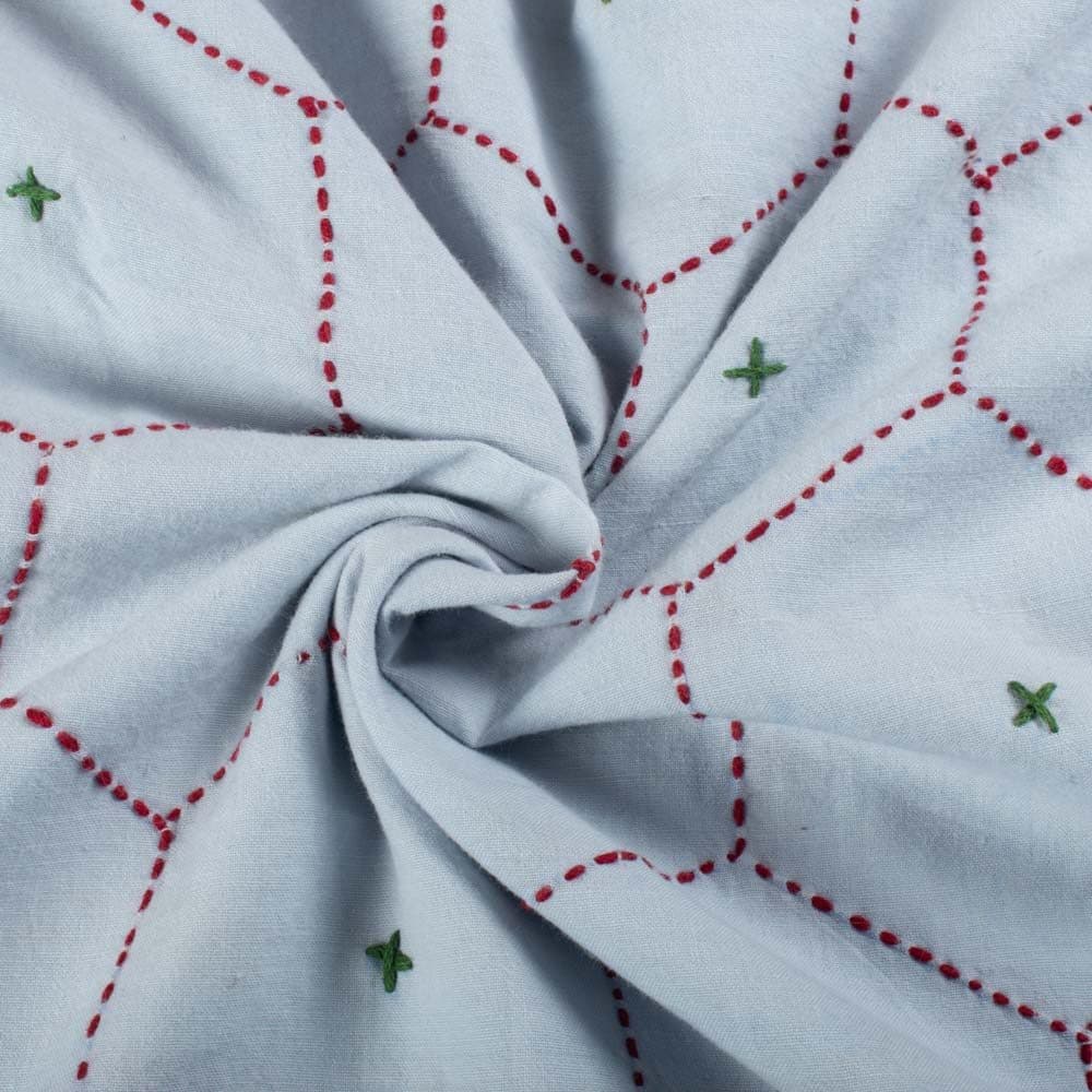 Honeycomb Grid Khadi Cotton 130 GSM Handwoven Kantha Fabric