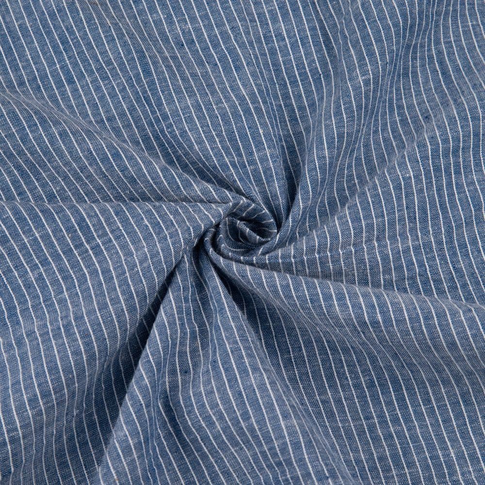 Pinstripe Blue & White Pure Cotton 72 GSM Handwoven Fabric