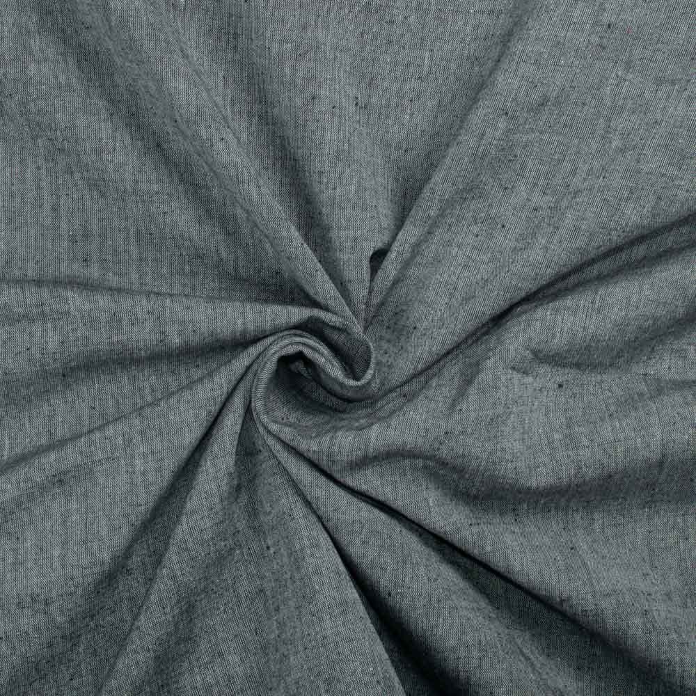 Chambray Grey Khadi Cotton 125 GSM Handwoven Fabric