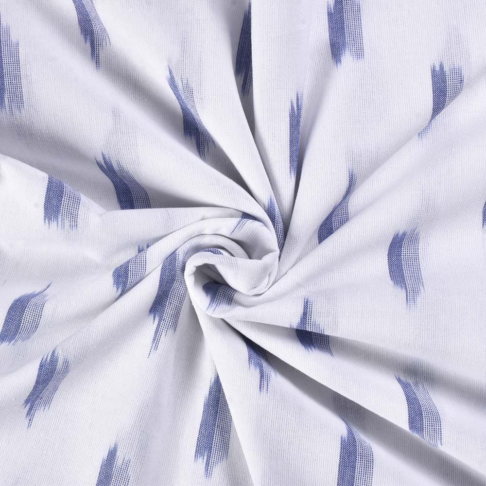 White Ikkat Pure Cotton 110 GSM Handwoven Fabric