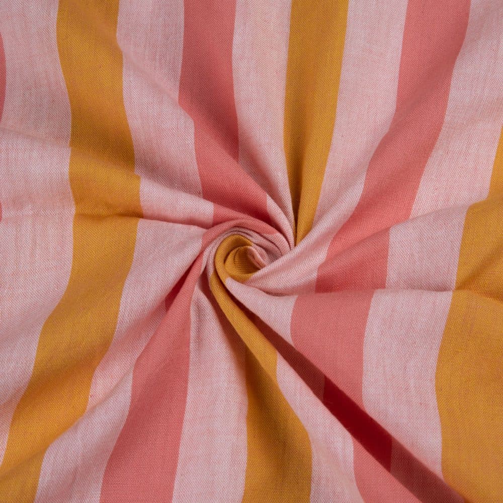Stripe Orange & Pink Pure Cotton 92 GSM Handwoven Fabric 203