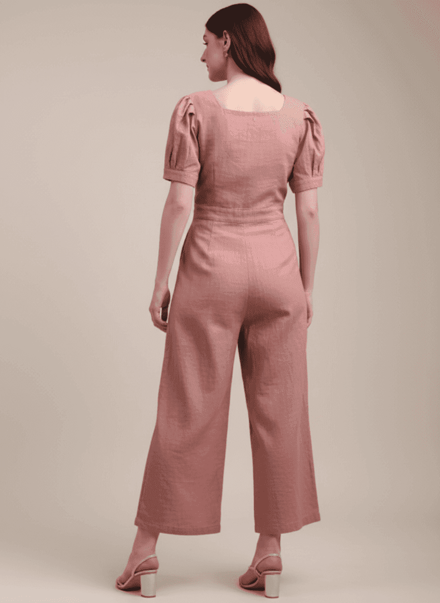 Pleated Sleeve Casual Jumpsuit