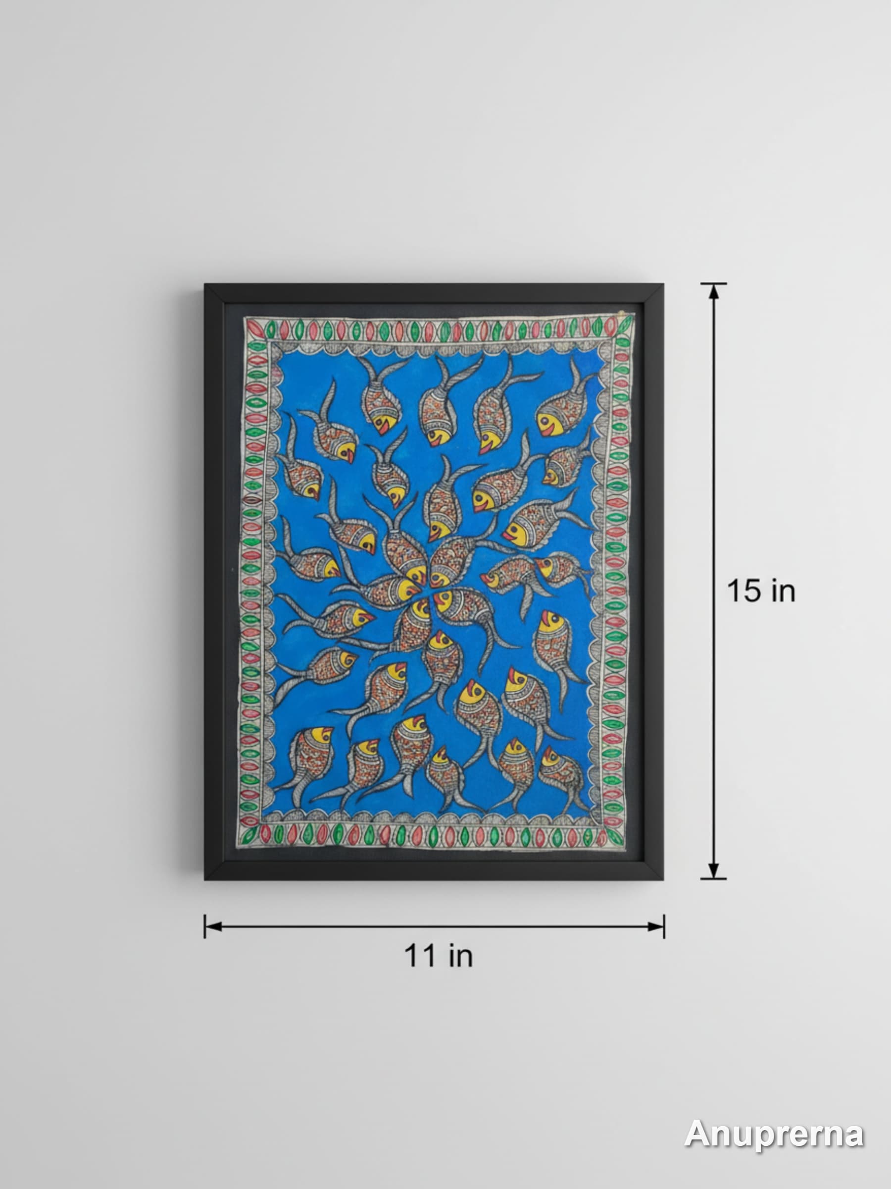 Fishes Collide Madhubani Wall Art Decor