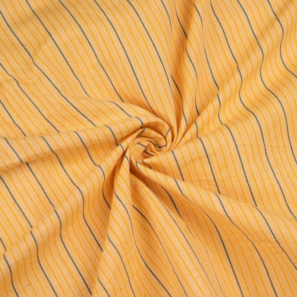 Pinstripe Yellow Pure Cotton 101 GSM Handwoven Fabric