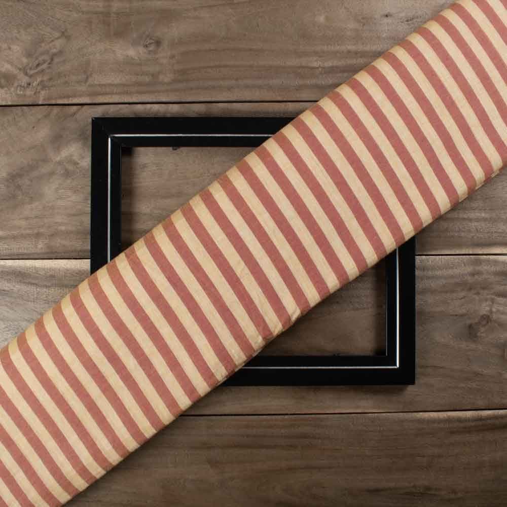 Stripe Yellow & Red Pure Cotton 70 GSM Handwoven Fabric