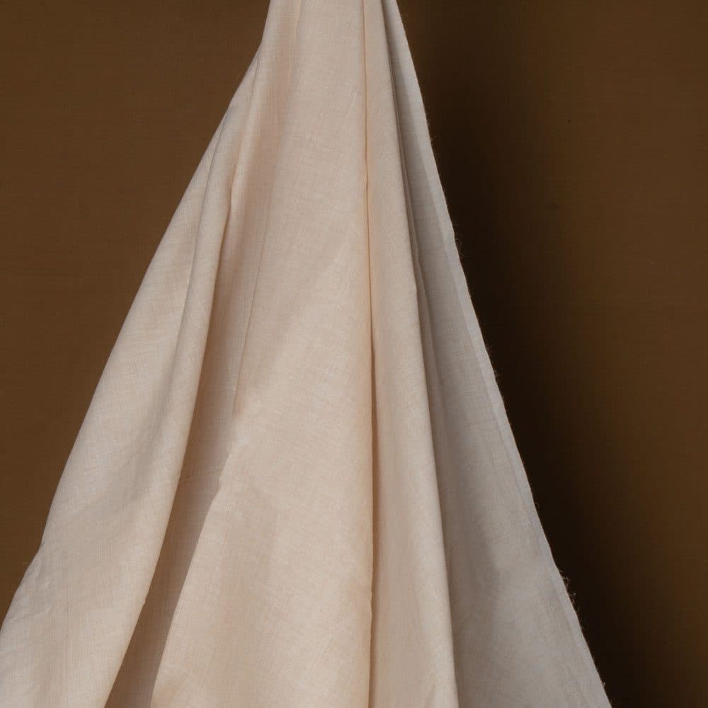 Plain Natural Tussar Silk Cotton Blend 97 GSM Handwoven Fabric