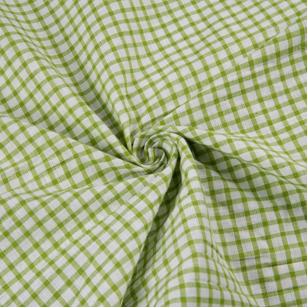 Check Green White Pure Cotton 105 GSM Handwoven Fabric 213