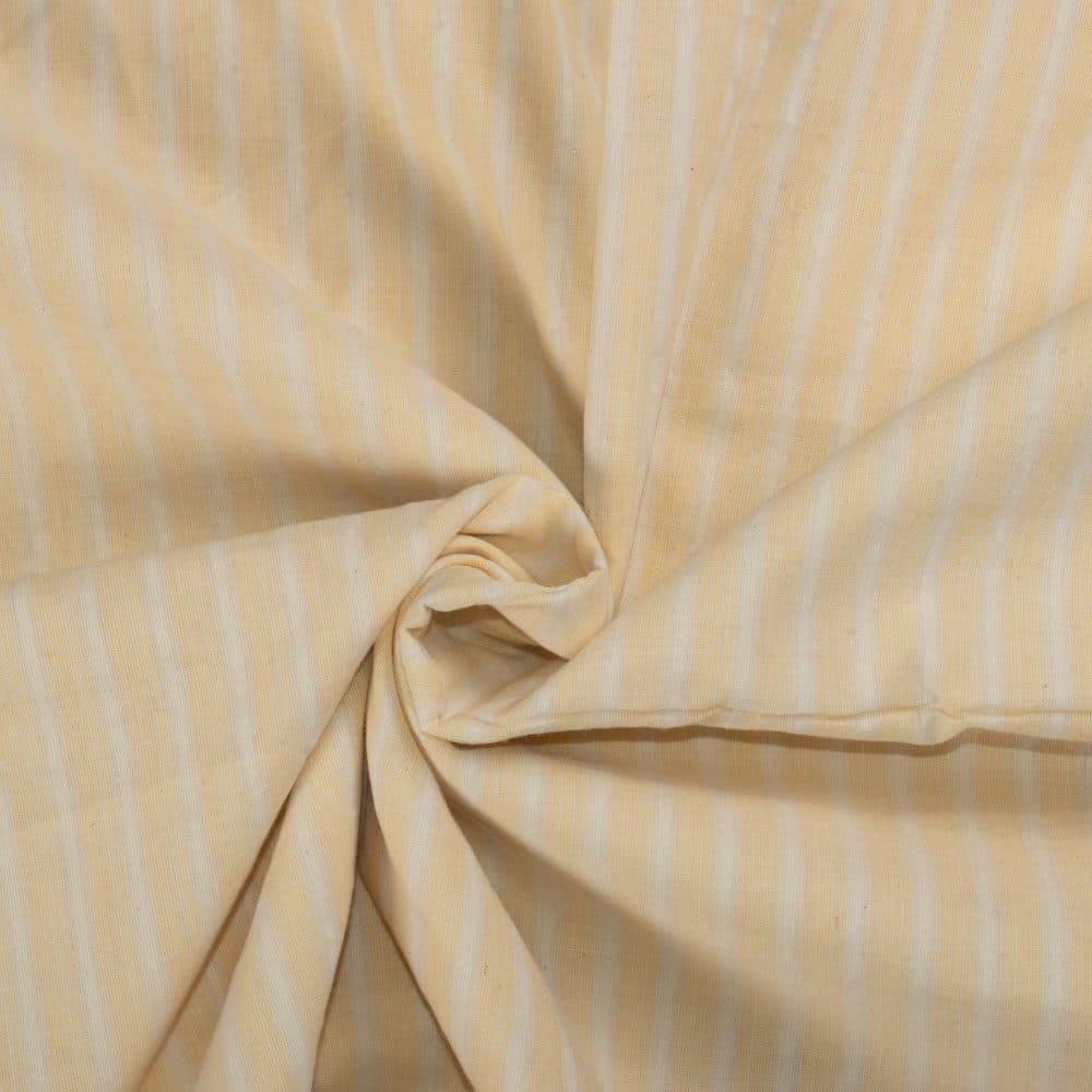 Stripe Yellow White Pure Cotton 60 GSM Handwoven Breathable Fabric