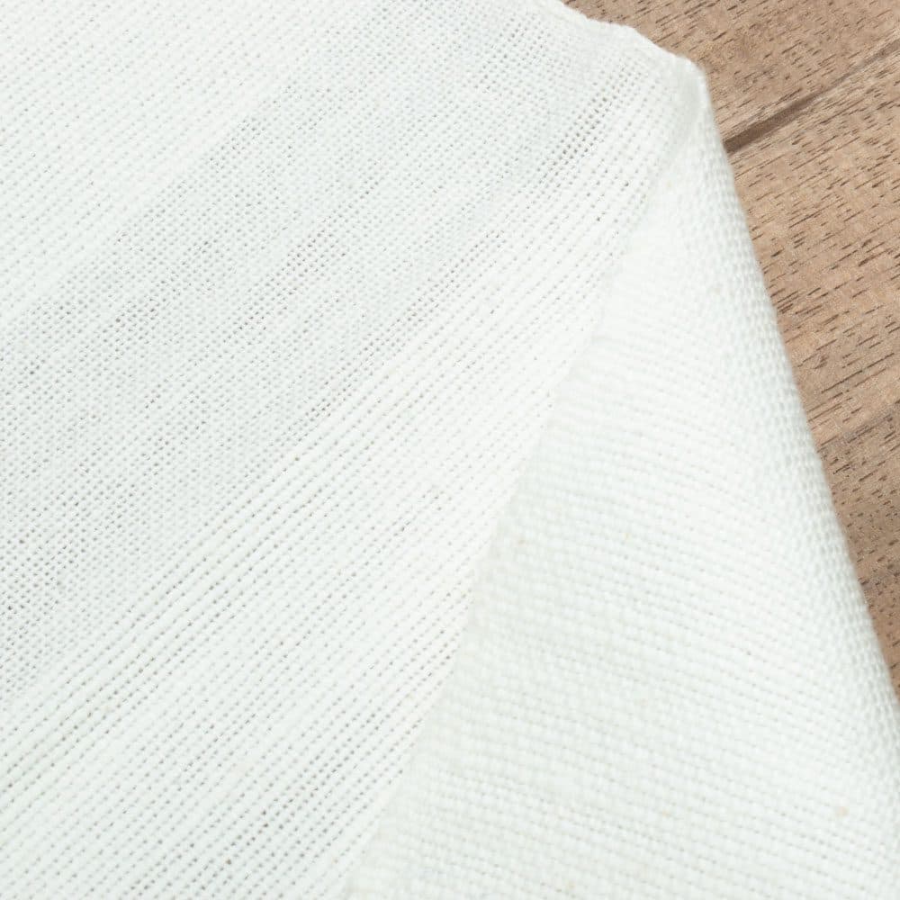 White Khadi Cotton 250 GSM Handwoven Fabric - Bleached White and Dyeable
