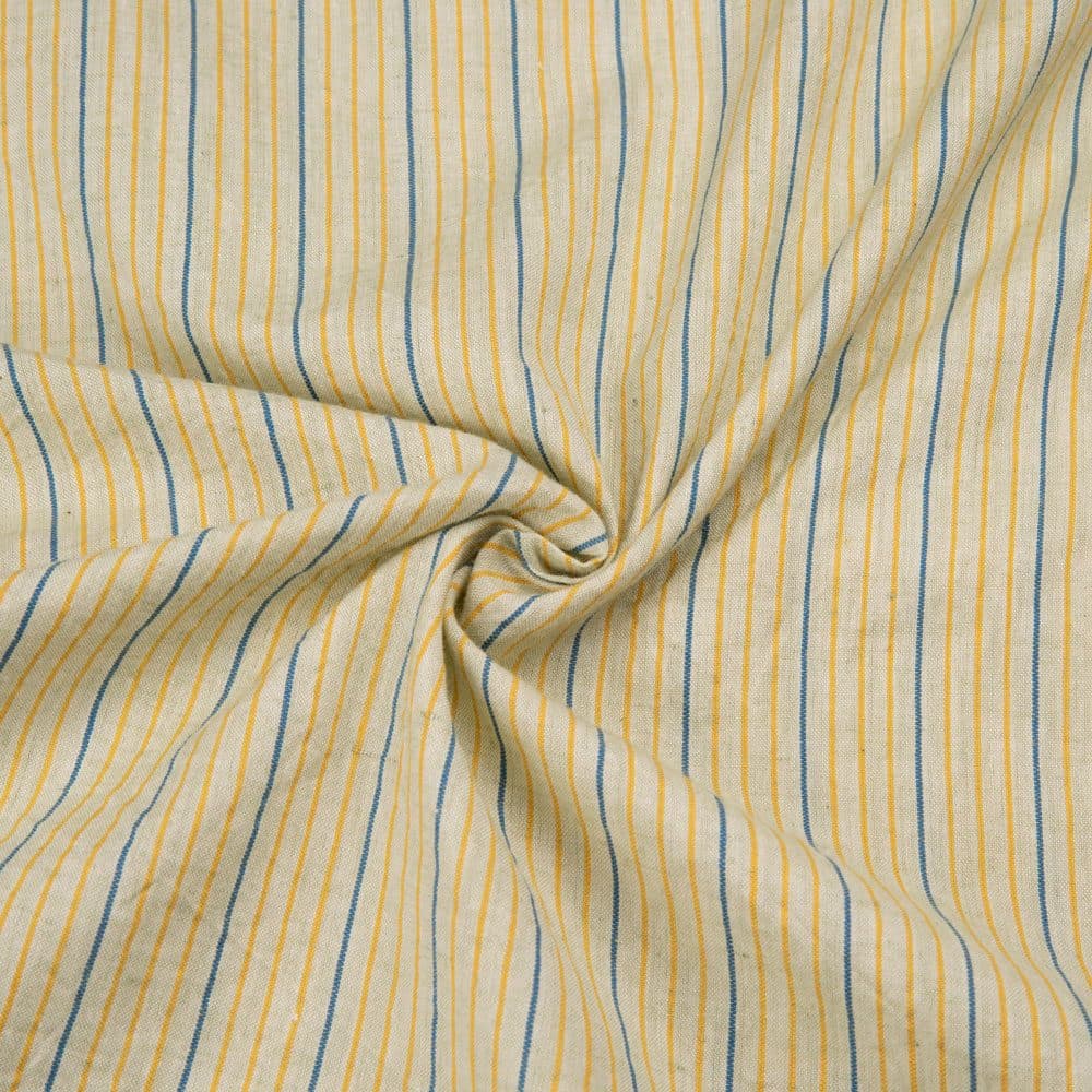 Pinstripe Yellow Pure Cotton 90 GSM Handwoven Fabric