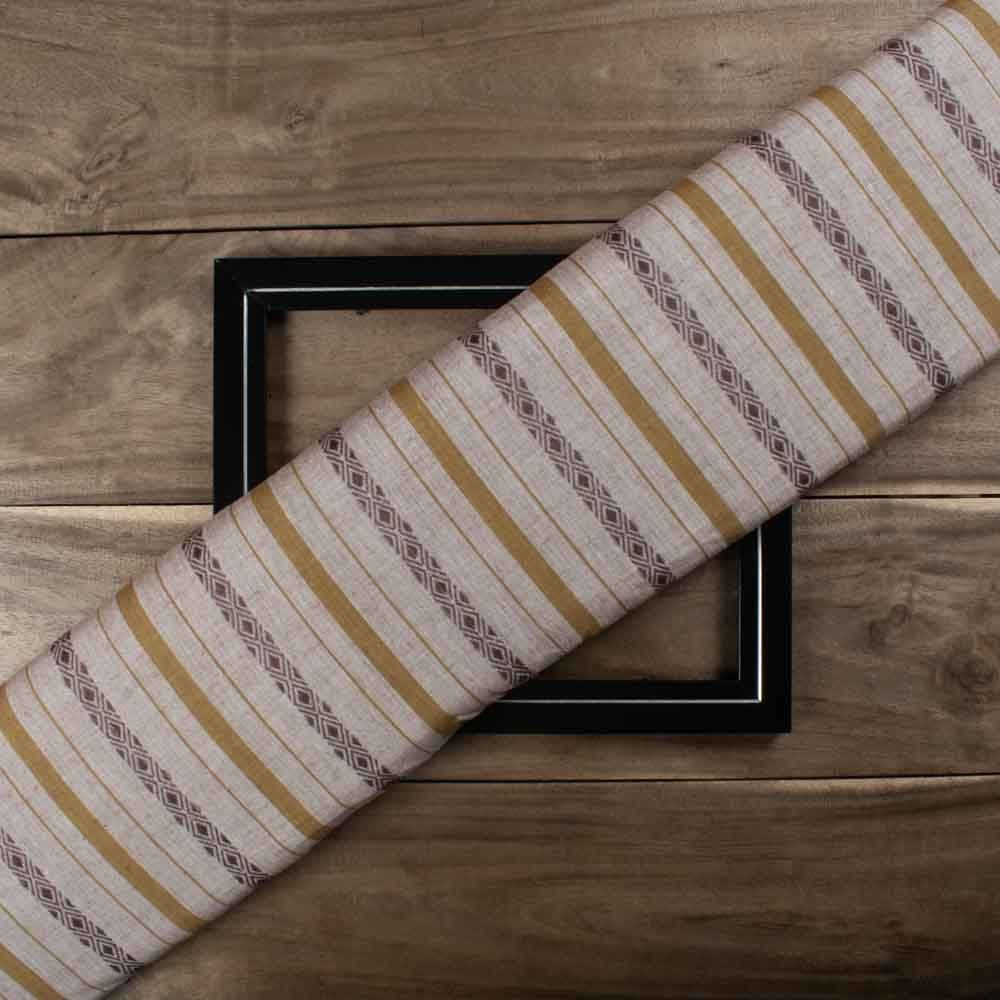 Stripe Maroon Diamond Lattice Extra Warp 100 GSM Pure Cotton Jacquard Fabric