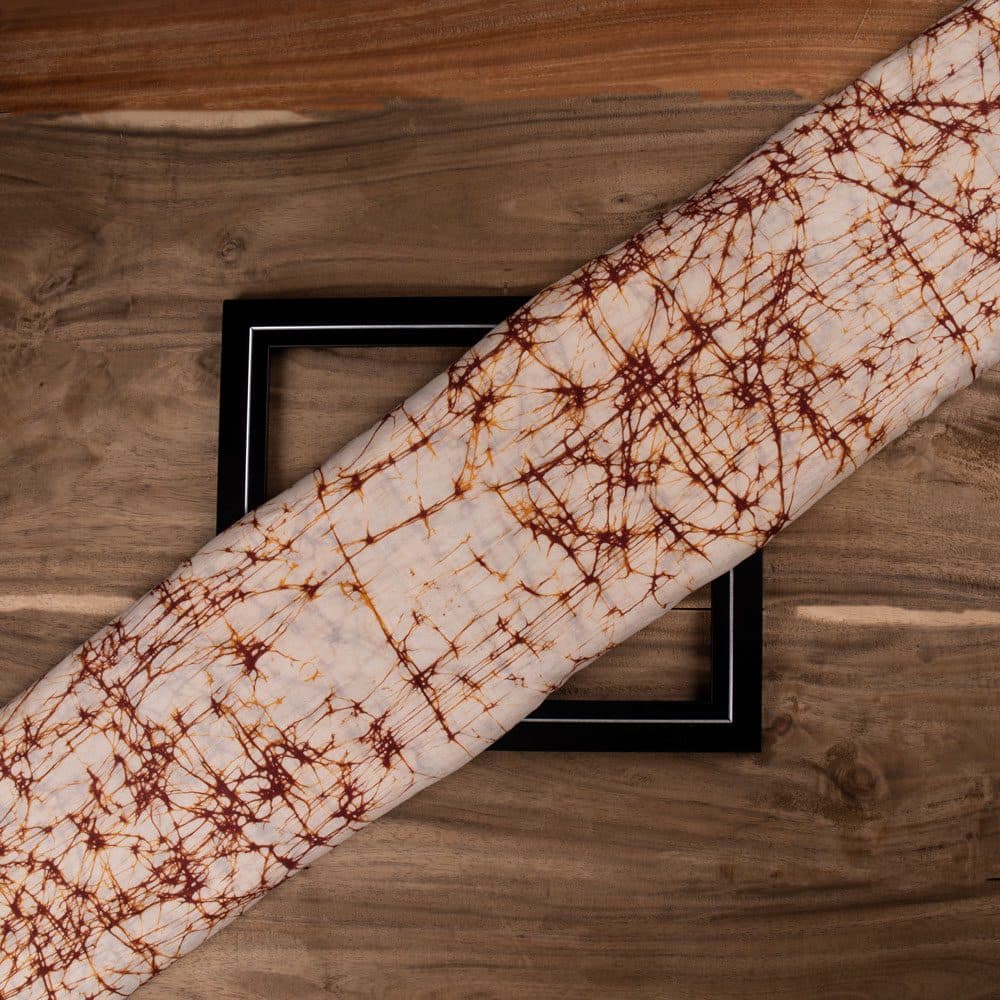 Abstract Off-White Batik Cotton Mulberry Silk Blend 40 GSM Fabric 07