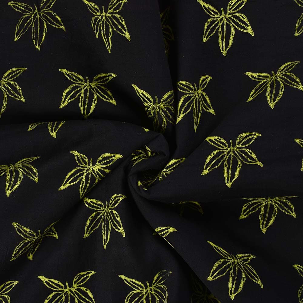 Abstract Black Block Printed Pure Cotton 65 GSM Handwoven Fabric 37