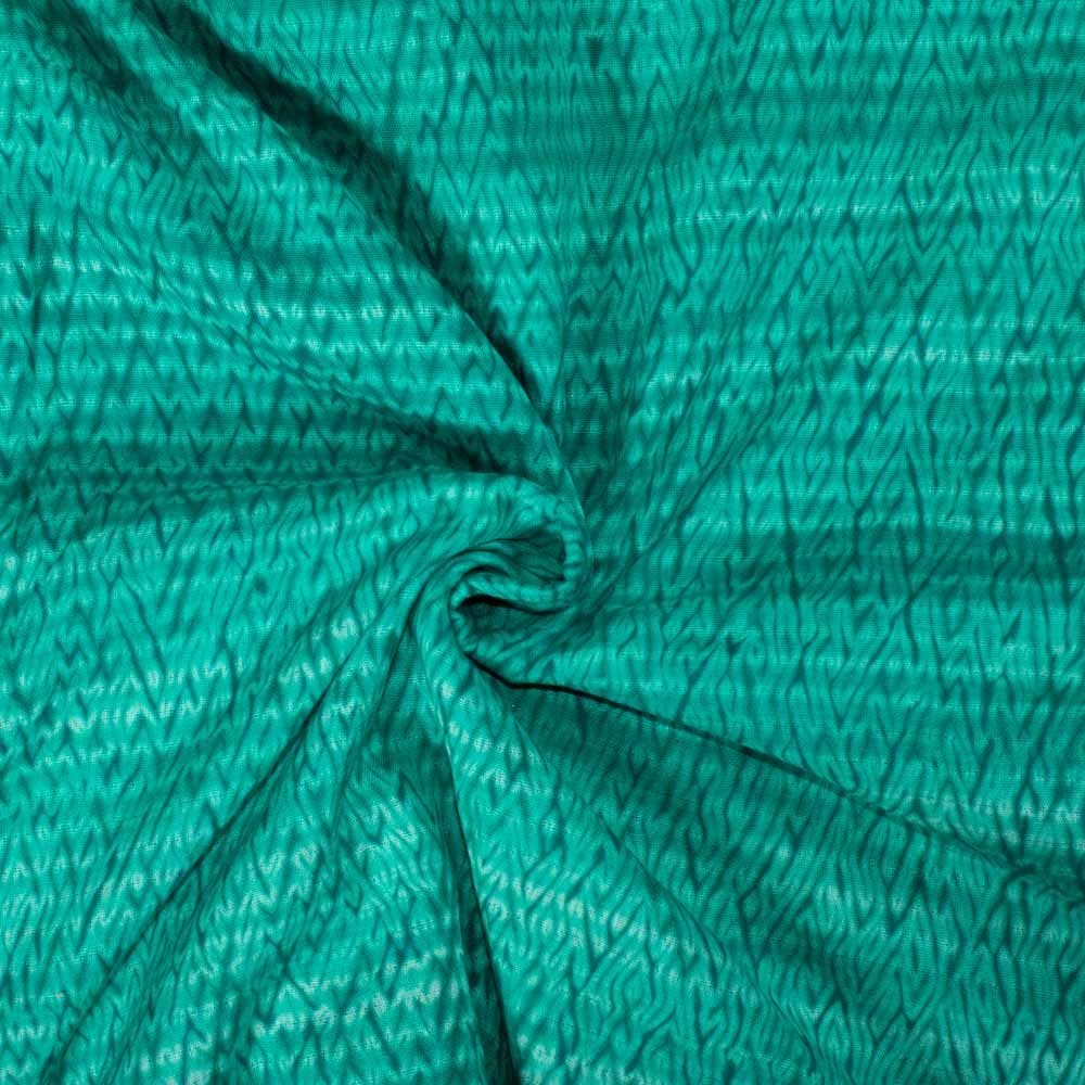 Abstract Green & White Shibori Mercerised Cotton 70 GSM Fabric