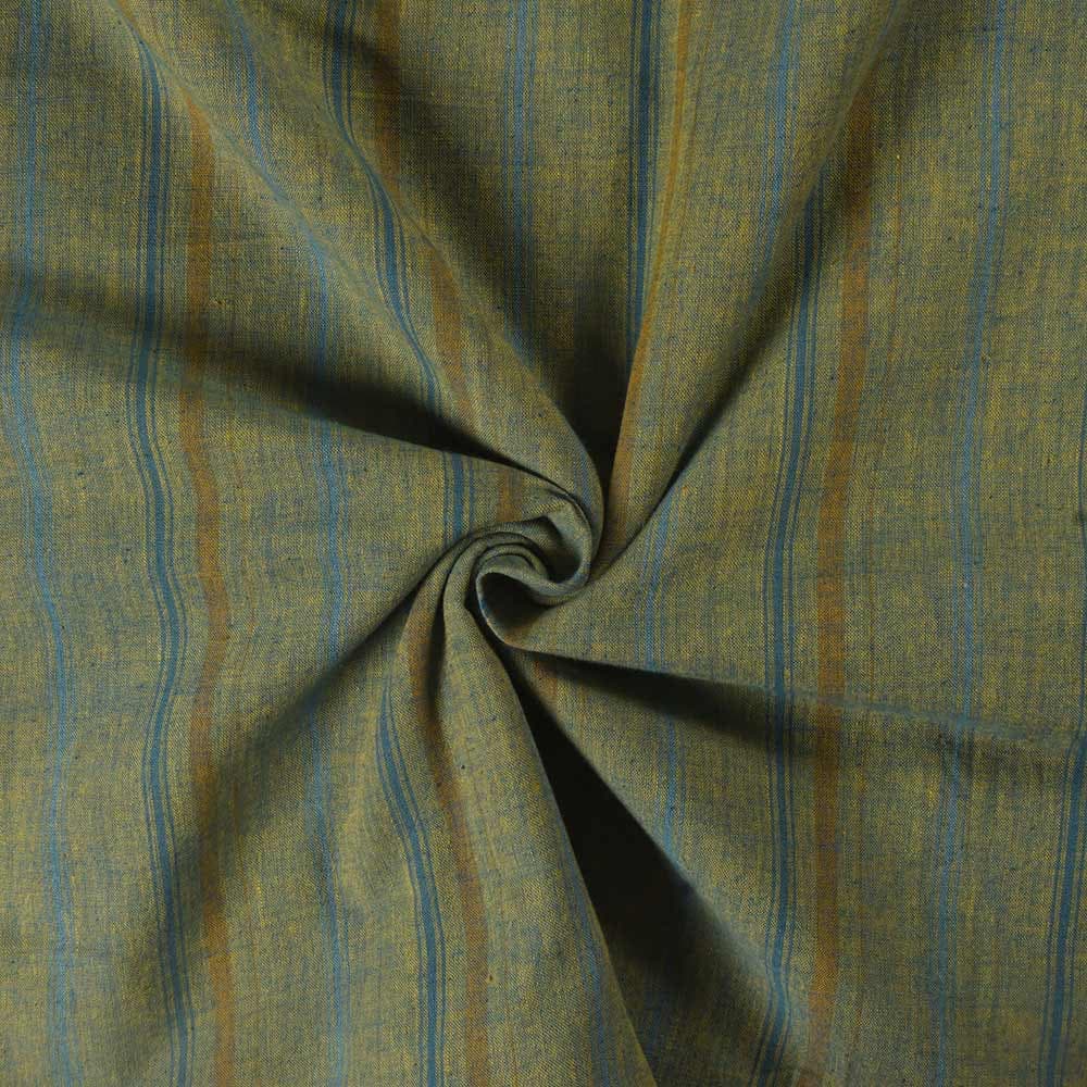 Stripe Green Pure Cotton 100 GSM Handwoven Fabric