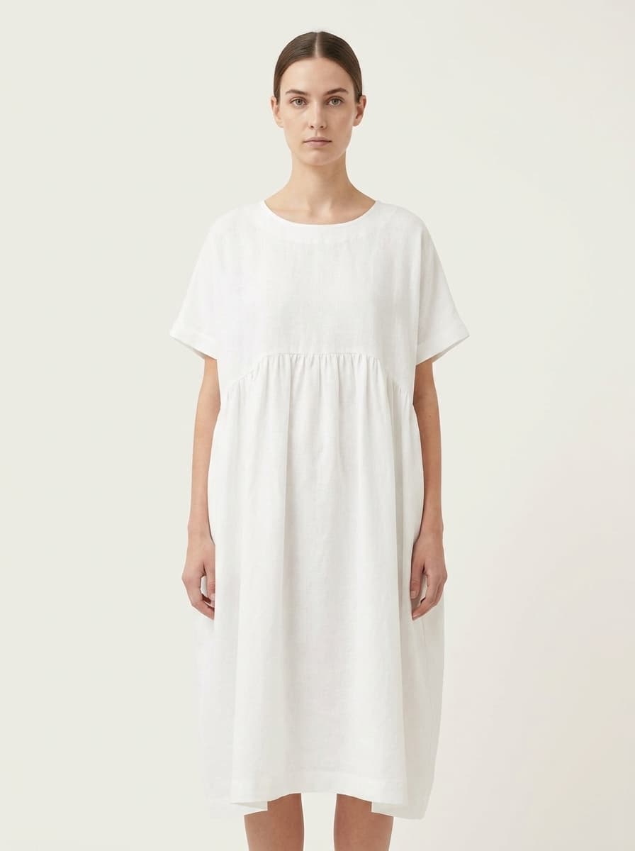 Dropped Shoulder Gathered Lose Dress