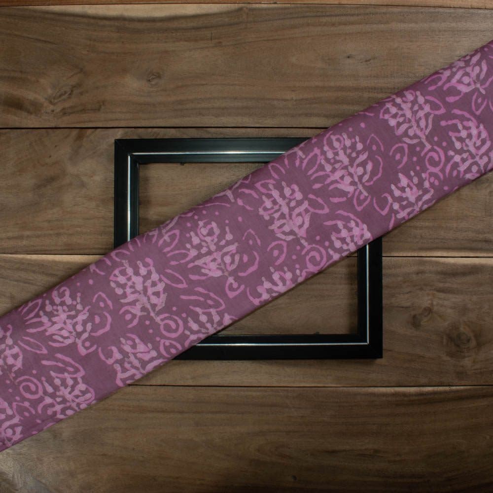 Natural Lac Dyed With Natural Pink White Block Print 103 GSM Pure Organic Khadi Handwoven fabric