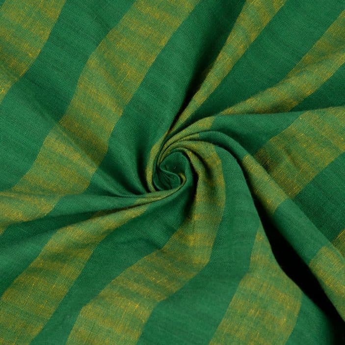 Stripe Green Pure Cotton 96 GSM Handwoven Fabric 110